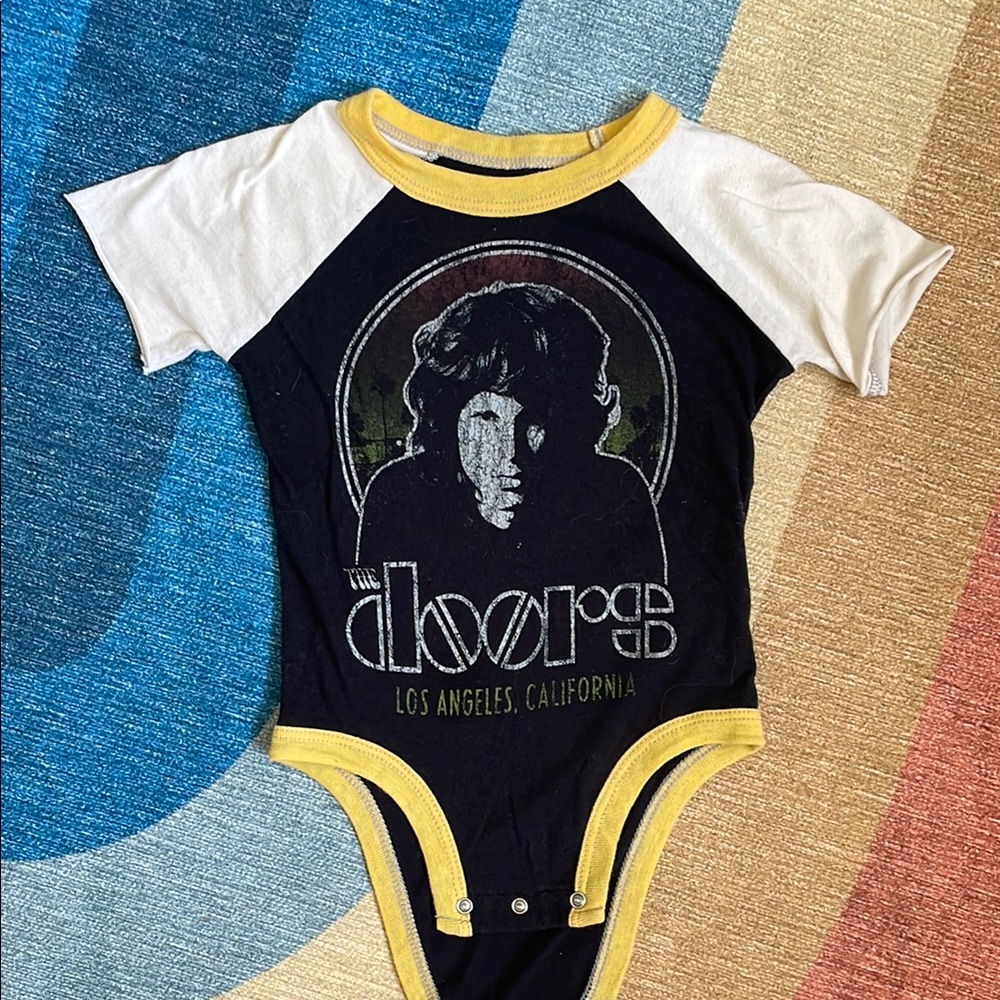 Rowdy Sprout The Doors Black and White infant One Piece onesie 3-6mos